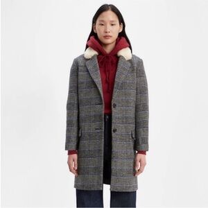 Levi’s Amaya Wool Blend Houndstooth Coat Size Small